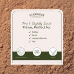 Back label of Starwest Botanicals bulk hawthorn berry powder showing serving size