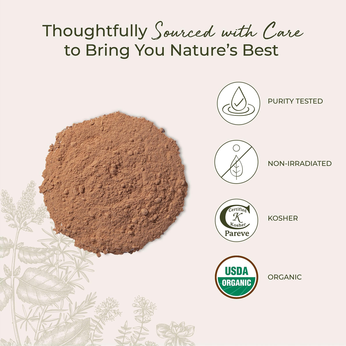 USDA organic and kosher certified seal on imported hawthorn berry powder bag