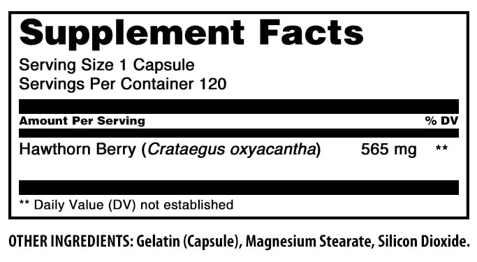 Gluten-free hawthorn berry antioxidant capsules made in the United States