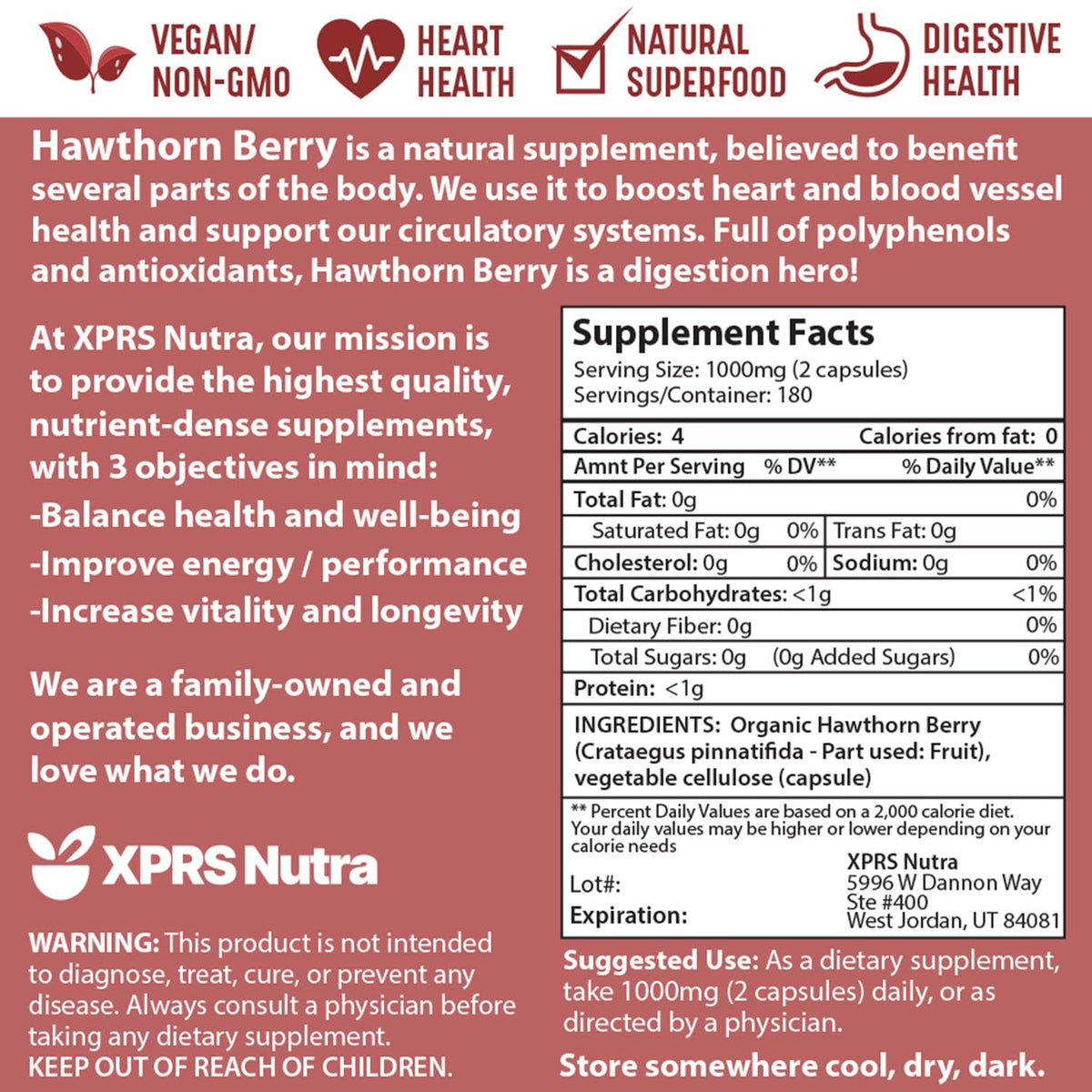 Top angle view of the sealed top lid of the XPRS Nutra Pure Hawthorn Berry Extract supplement container.