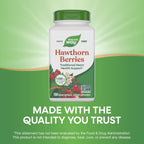Back packaging of Nature's Way Hawthorn fruit capsules showing usage directions and dietary exclusions