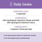 Oregon's Wild Harvest organic hawthorn 1200 mg serving size product informational display