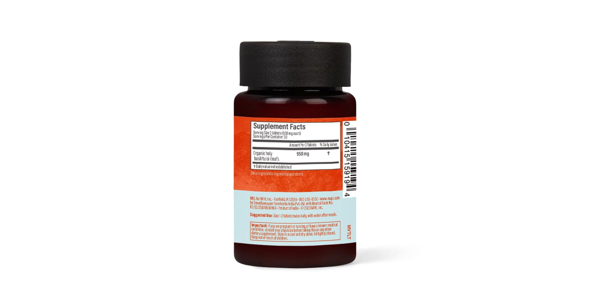 Maharishi Ayurveda Tulsi herbal tablets for stress relief and lung health support