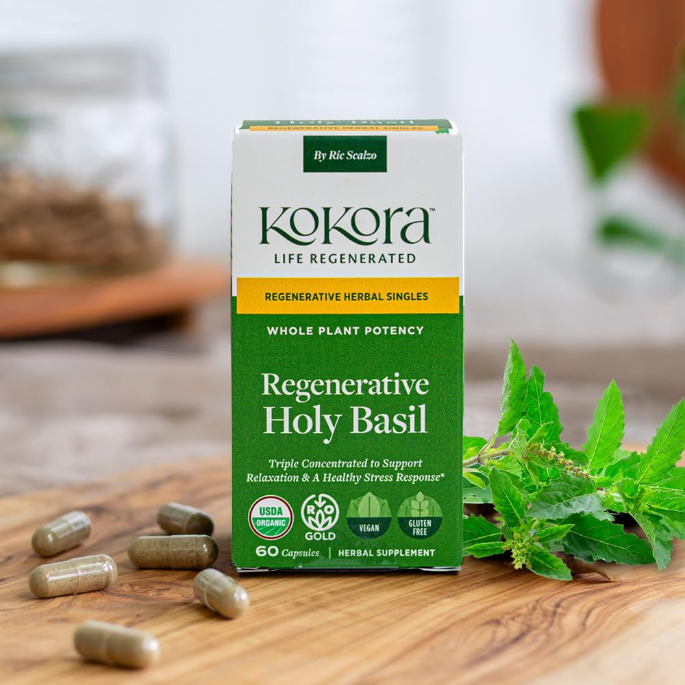 Kokora Regenerative Holy Basil nutrition facts label