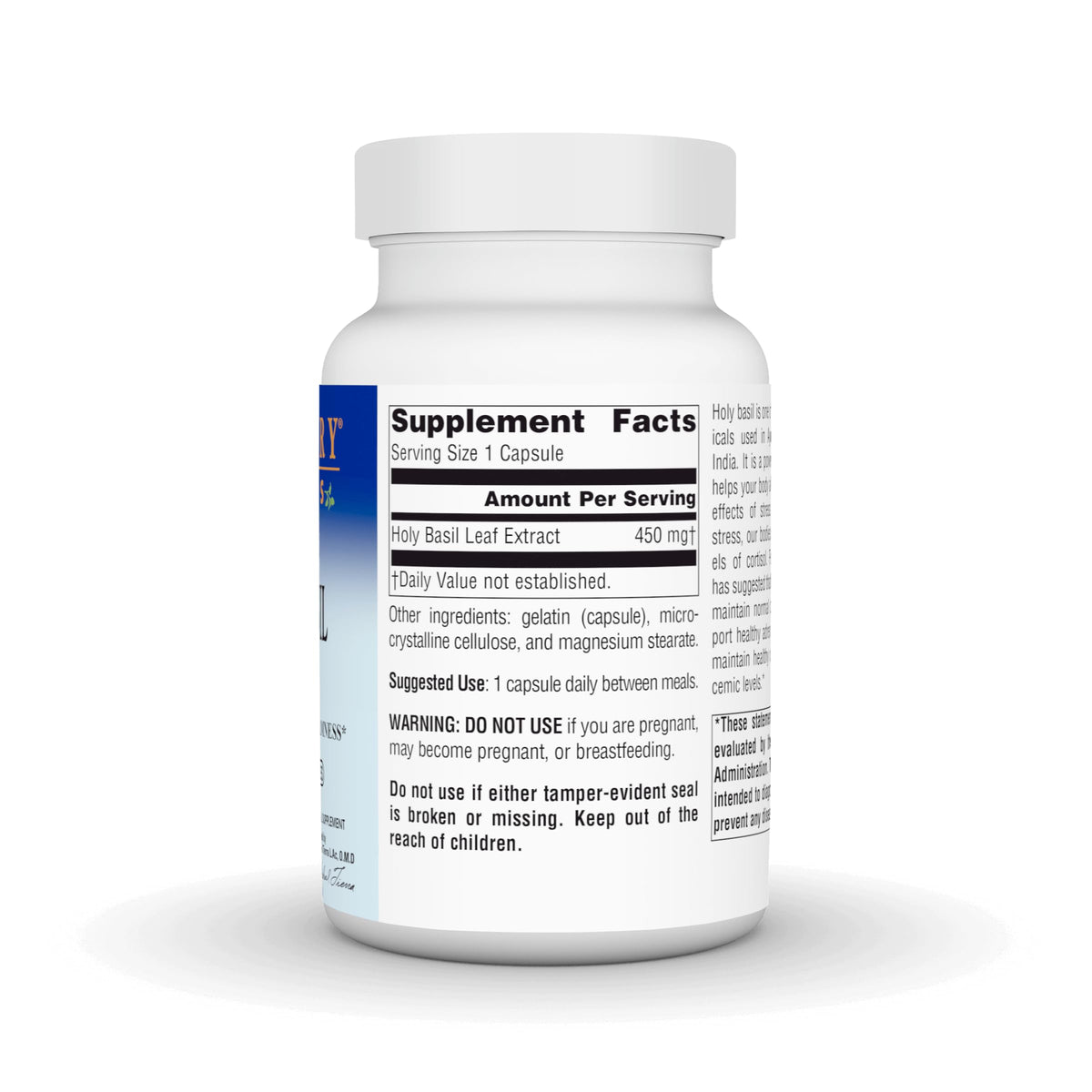 Planetary Herbals adaptogenic supplement bottle label details