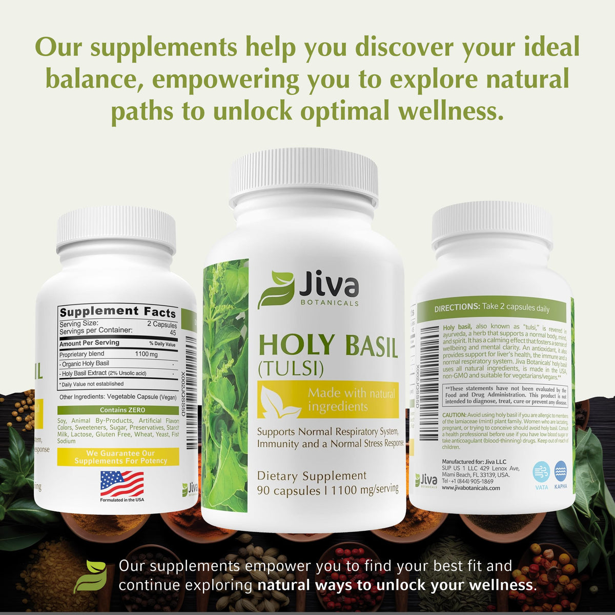 Vegan holy basil capsules packaging details