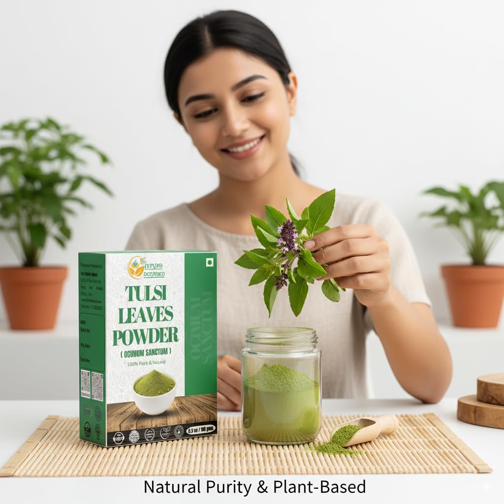 Preparation of Tulsi tea with Herbs Botanica powder