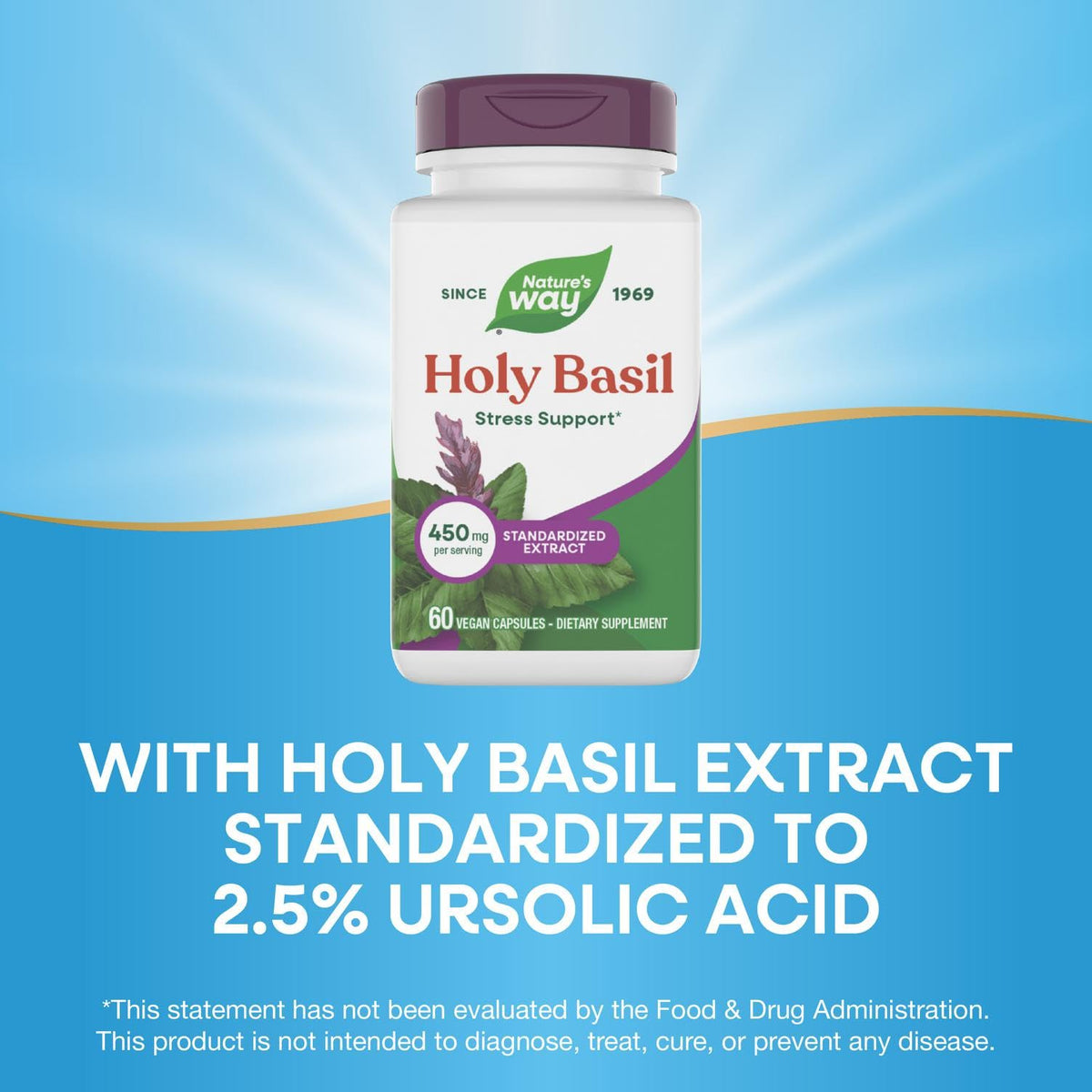 Nature's Way holy basil adaptogenic supplement packaging