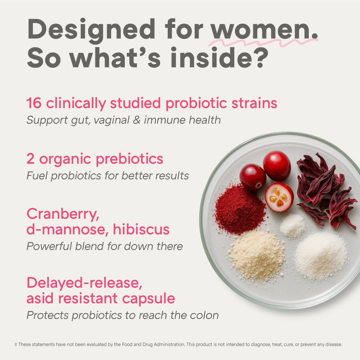 Side view of The Orfy Complete Probiotics for women packaging