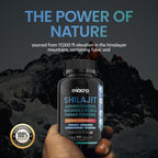 Macro Vital Shilajit and Panax Ginseng complex capsules showcasing the premium 8 in 1 blend for stress relief.
