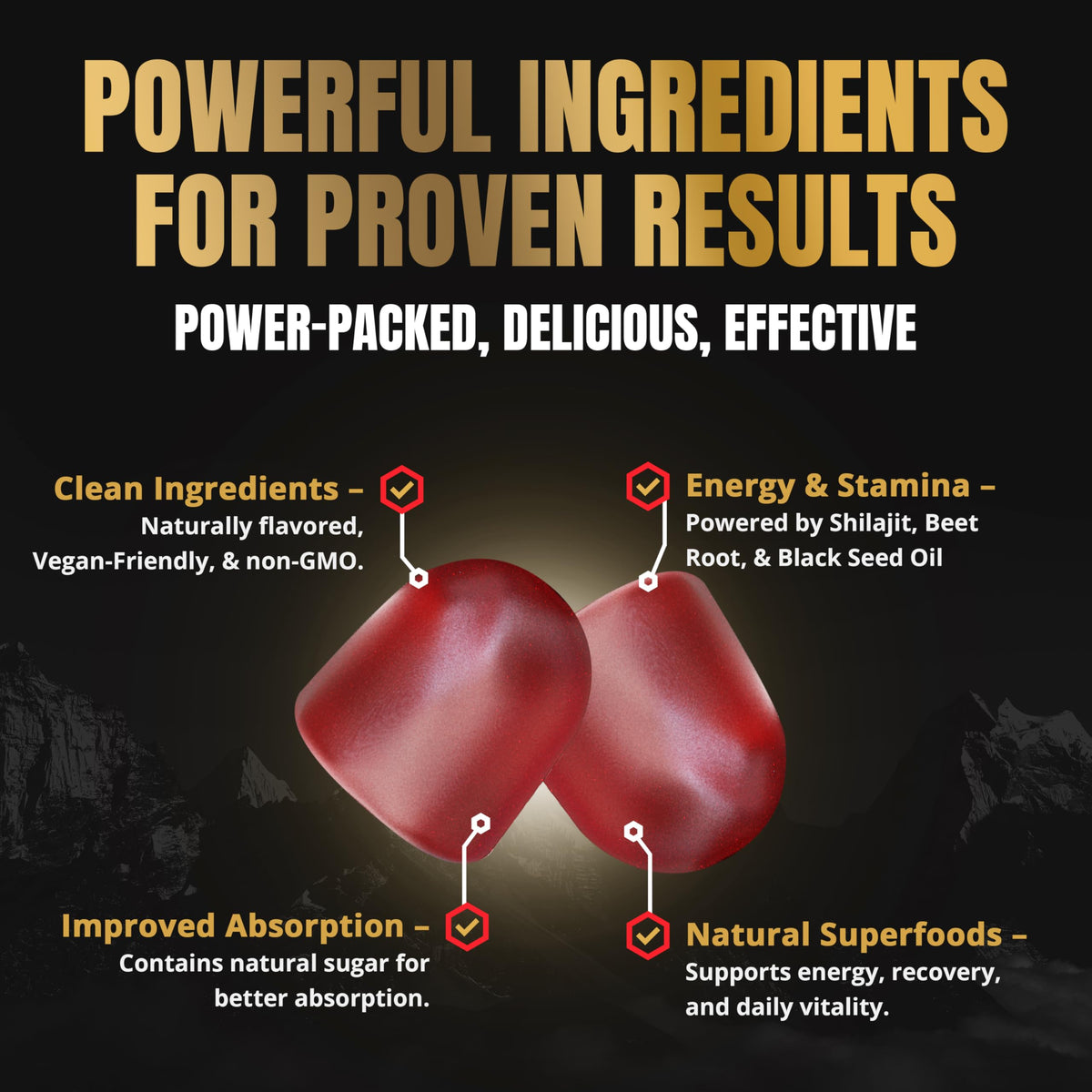 Premium imported male vitality supplement vegan capsules display