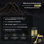 VeltraVita Himalayan shilajit supplement label showing eighty five trace minerals
