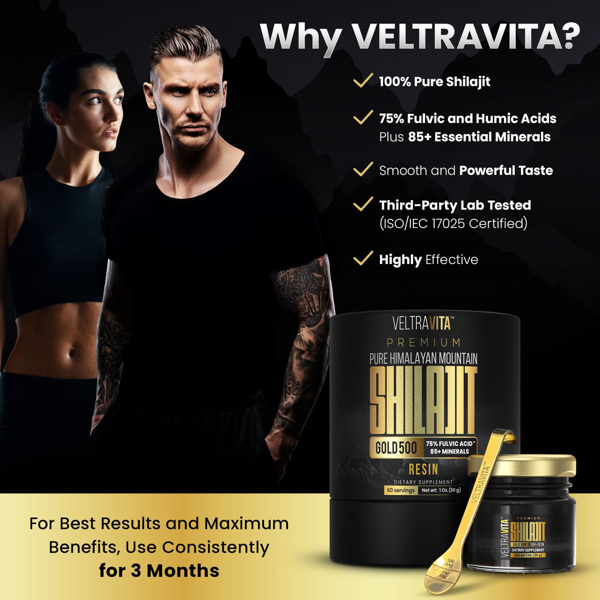 VeltraVita pure shilajit premium packaging box and authentic container
