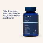 Premium imported shilajit capsules showing daily serving directions