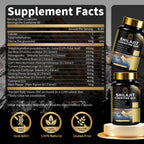 BBEEAAUU 12 in 1 Shilajit supplement bottle displaying key ingredients including Coenzyme Q10 and Lion's Mane