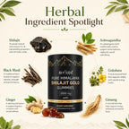 Biyode natural wellness pure shilajit capsules container showcasing eighty five trace minerals benefit.