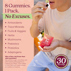 Rizz prebiotic and probiotic supplement bag displaying the six grams of fiber and clean immune support features.