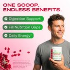 GoBiotix superfood powder pomegranate raspberry flavor drink mix packaging close up