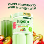 Bloom Nutrition super greens powder tub for bloating and gut support