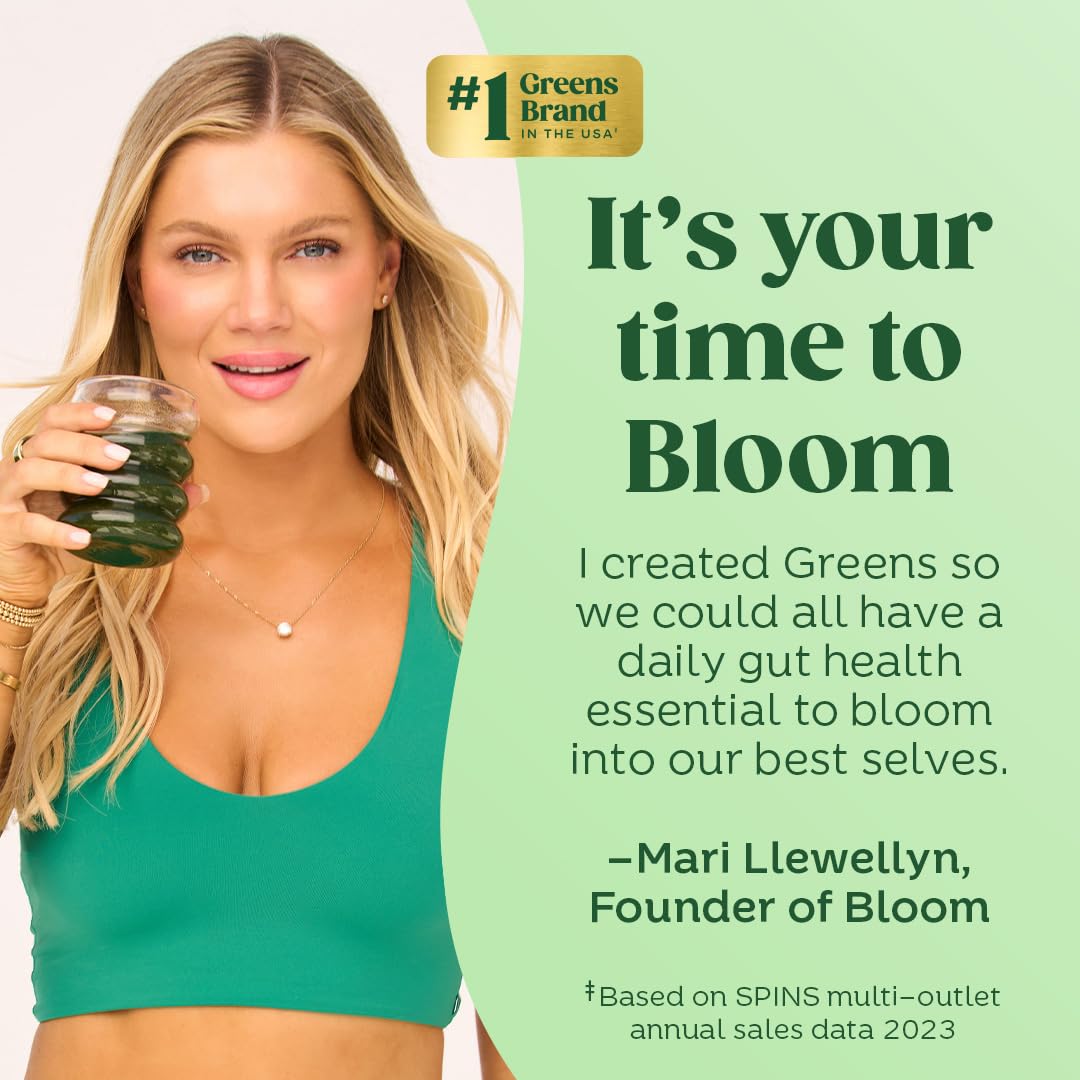 Authentic Bloom Nutrition digestive health powder lifestyle scoop view