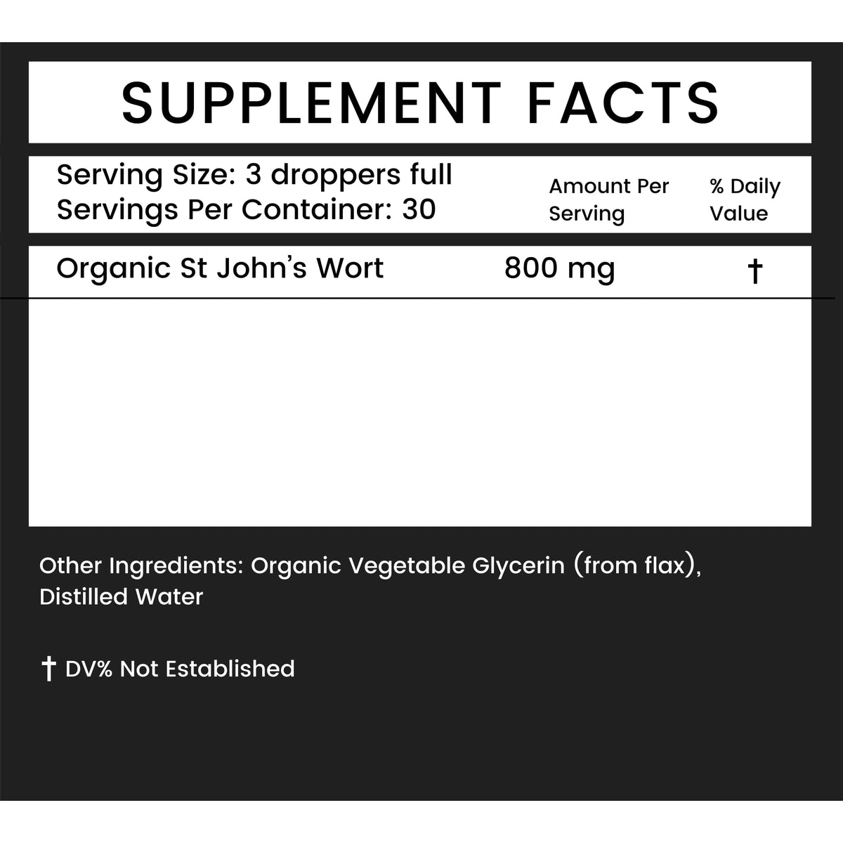 Khroma Herbal Products Hypericum Perforatum nutritional facts label layout