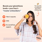 Cheers Protect Liver Capsule side panel detailing the daily glutathione boost and premium ingredients.