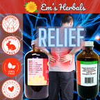 Em's Herbals St. Johns Wort multi-purpose topical oil bottle being held to demonstrate scale