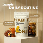 Habit One 30 servings mushroom coffee bag side view information