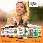 Authentic USA imported Wild And Organic focus support liquid supplement bottle on clean background