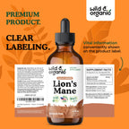 Full packaging of Wild And Organic Lions Mane 120ml showing the clean sugar free label design