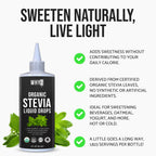 WHYZ pure stevia extract nutritional facts label on glass bottle