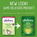 Side view of Wholesome organic stevia sweetener seventy five packet count box highlighting keto friendly certification.