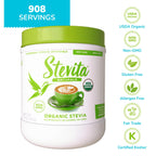 Stevita organic non GMO keto friendly sweetener jar for sugar free baking recipes