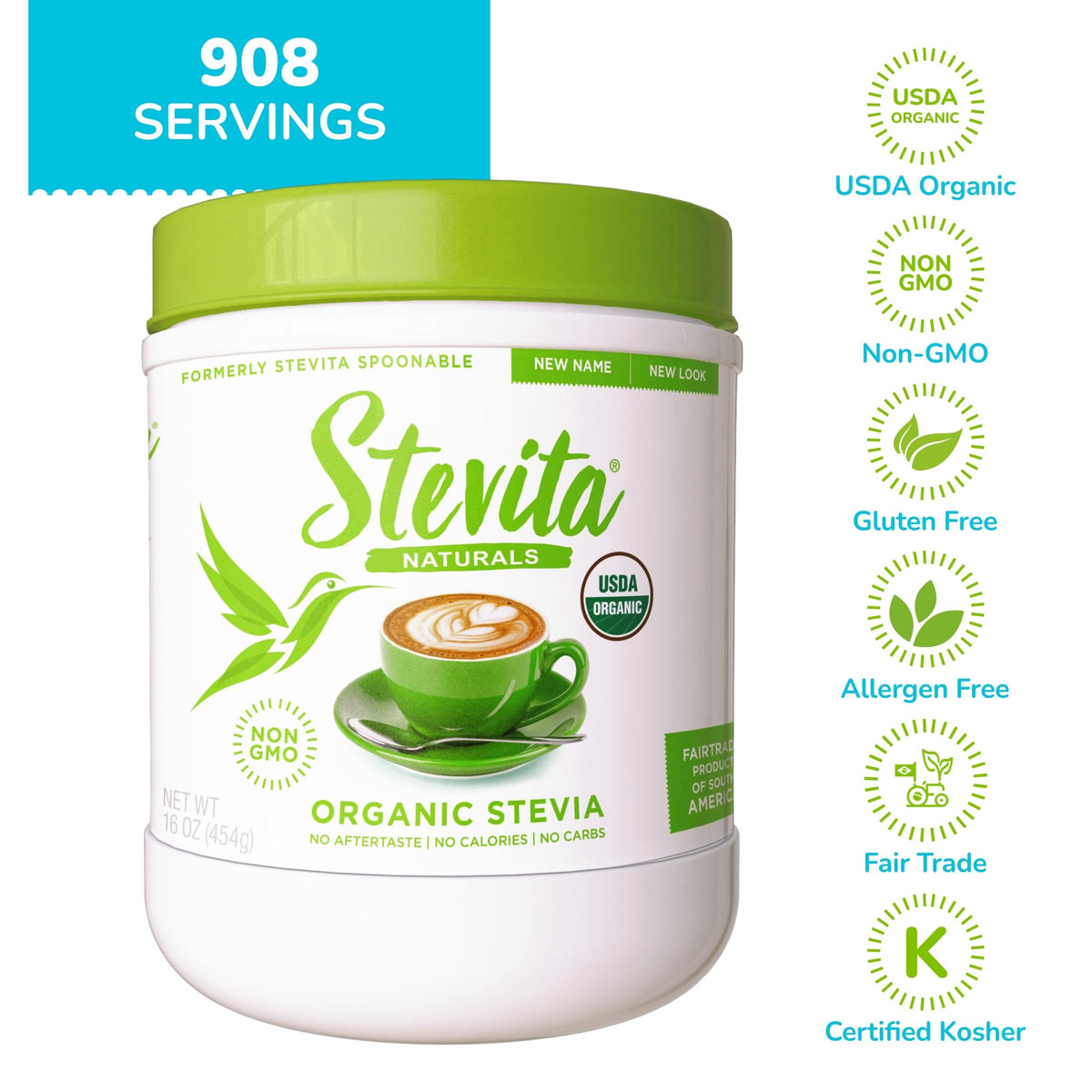 Stevita organic non GMO keto friendly sweetener jar for sugar free baking recipes