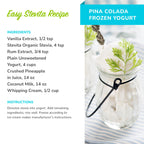 Side view of Stevita naturals organic stevia sixteen ounce jar showcasing gluten free certifications