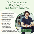 Close up of wild raspberry flavored adaptogenic mushroom gummies for focus and mood