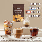 Side view of TAOTERS coffee packaging highlighting Lion's Mane and Cordyceps