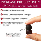 Auri Super Mushroom Focus Gummies nutritional bottle packaging details