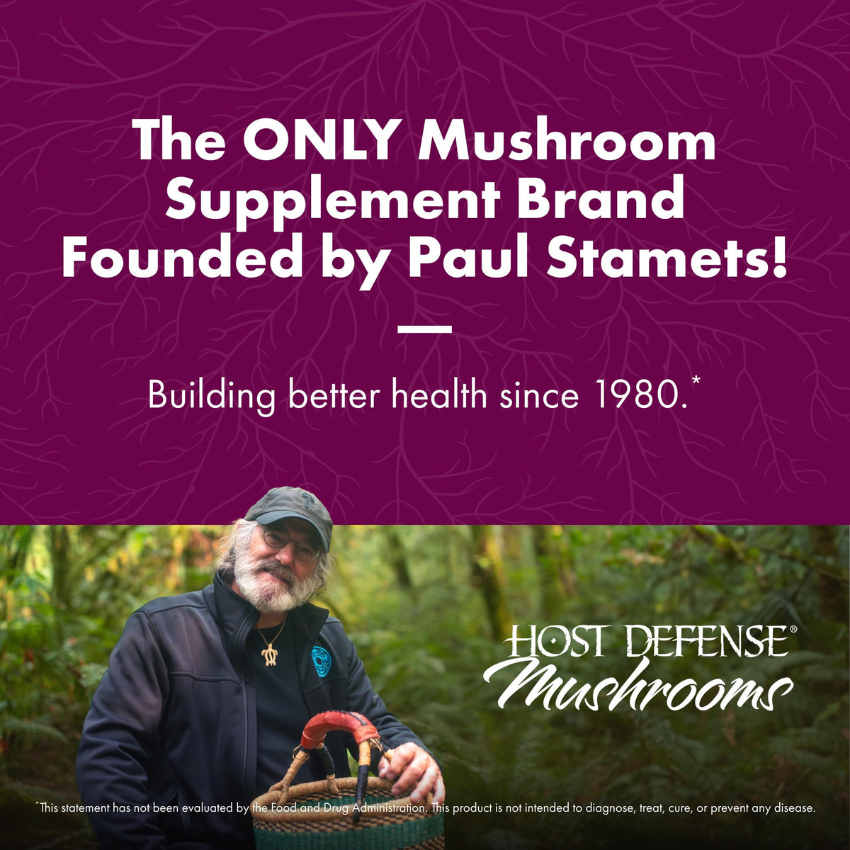 Authentic Host Defense Turkey Tail mushroom capsules bottle standing upright