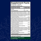 Host Defense mushroom supplement side label displaying seventeen species ingredients.