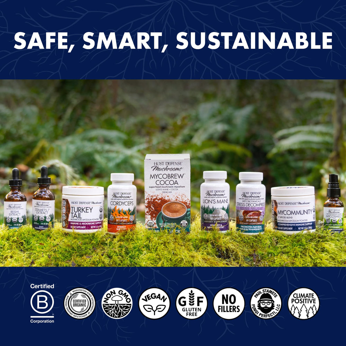 Host Defense 120 vegetarian capsules premium packaging details.