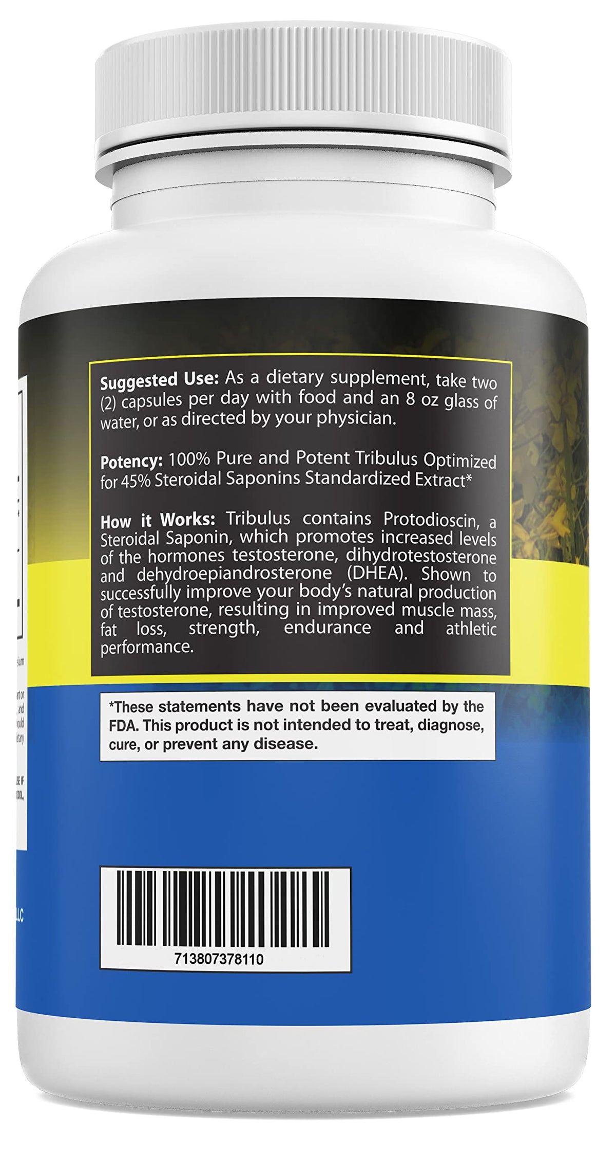 High potency Bulgarian Tribulus 180 count dietary supplement bottle