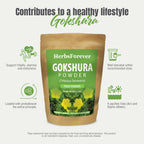 Back label of HerbsForever Gokshura powder showing ingredients