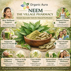 Organic Aura Neem Capsules vegetarian capsules close up