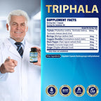 Side view of Jiva Botanicals Triphala Extract bottle outlining daily dosage directions.