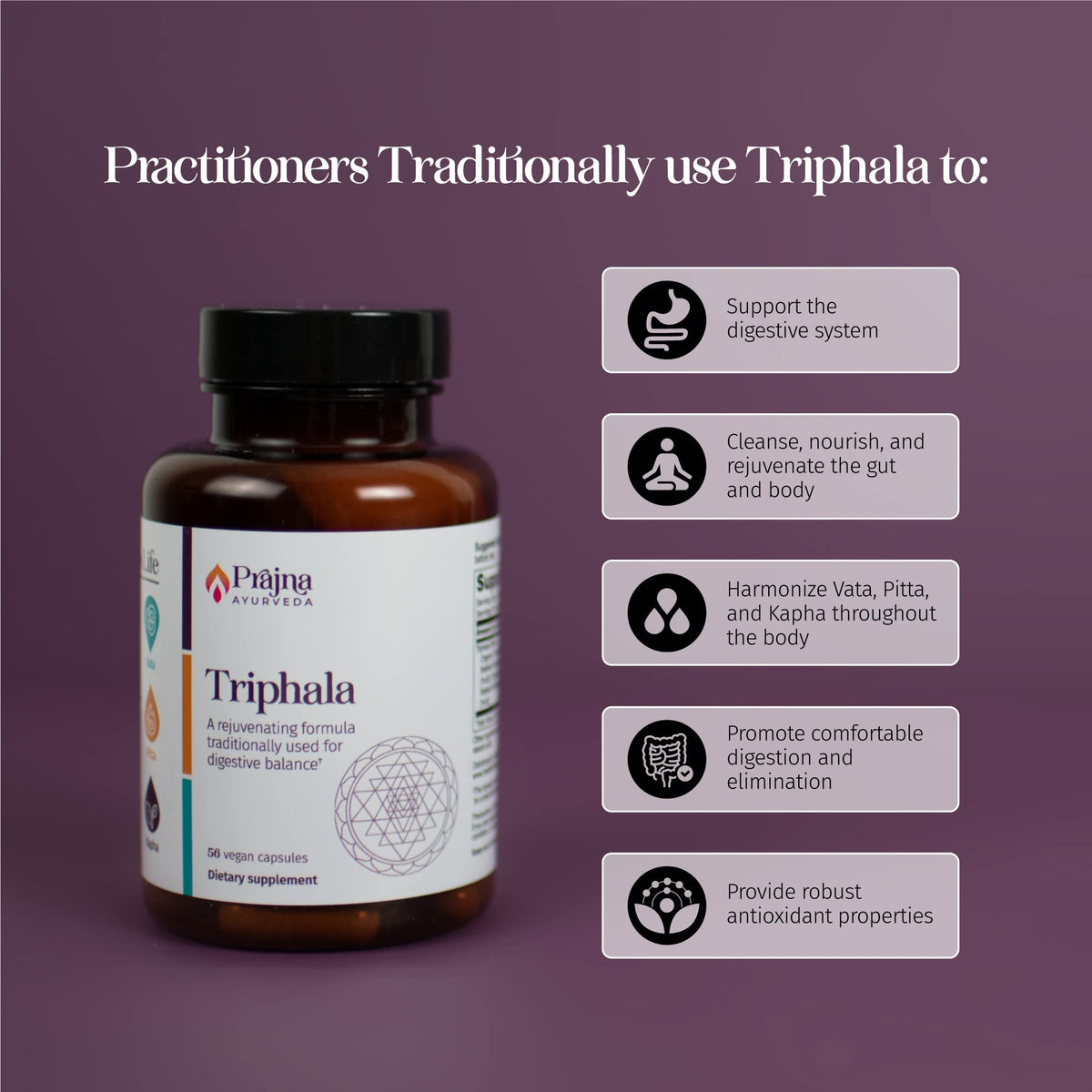 Authentic imported Healthy Directions Triphala bottle for digestive health