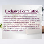 Healthy Directions Triphala capsules bottle alongside natural herbal accents