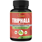 Organic Cadane Triphala supplement packaging displaying the three thousand milligram equivalent dosage info.