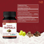 Side angle view of Organic Spree Triphala tablets container demonstrating premium imported health care product quality.