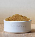 Back of the Terrasoul Superfoods Triphala bag showing ingredients and daily Ayurvedic supplement facts.